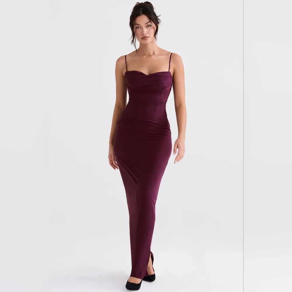 NWT $285 HOUSE OF CB LANI MERLOT CORSET MAXI DRESS SZ SMALL - Picture 2 of 8